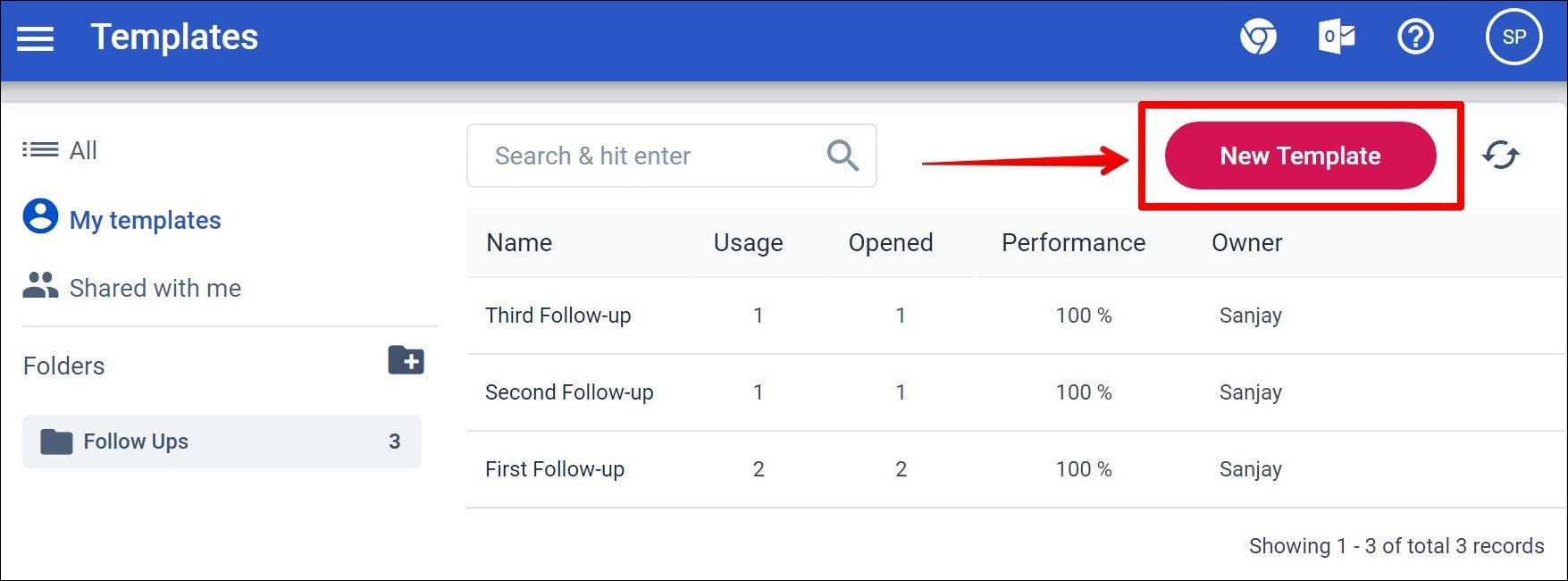 Create New Template in SalesHandy