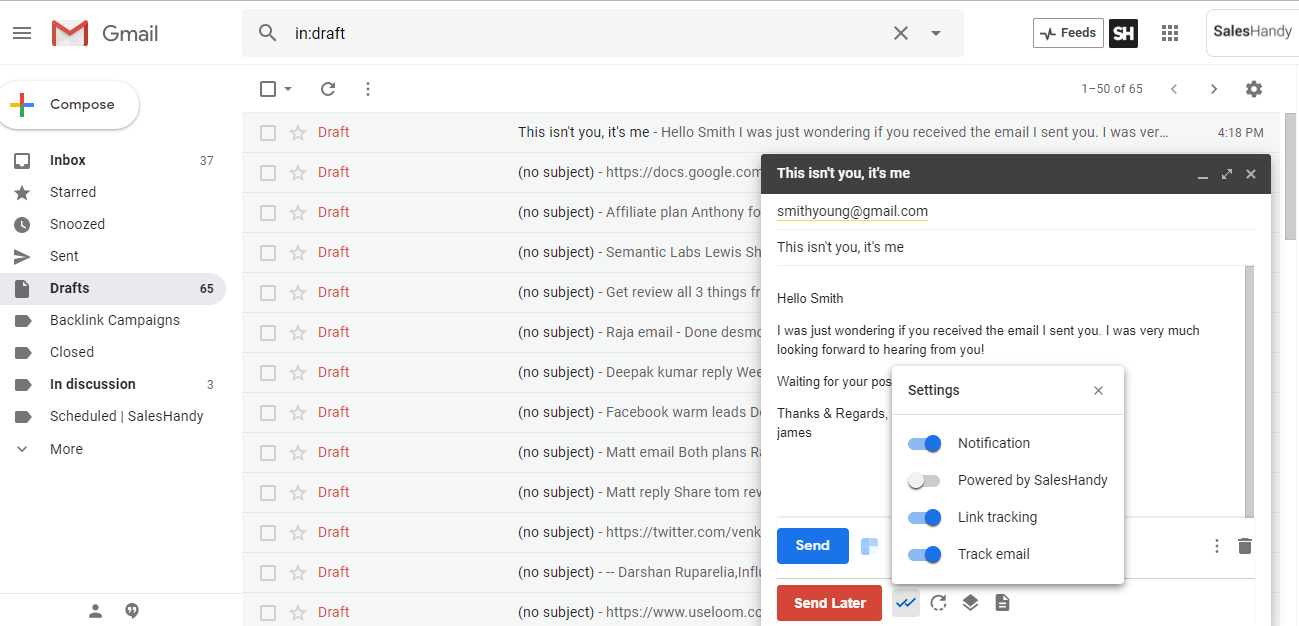 email tracking box