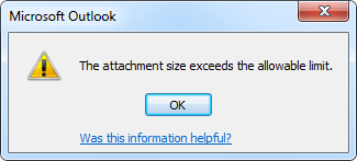 how to increase the outlook attachment size limit