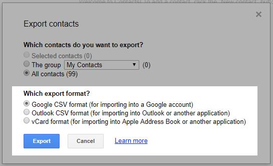 What Is The Csv Format For Google Contacts