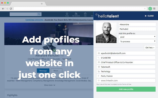 Hello talent chrome extension