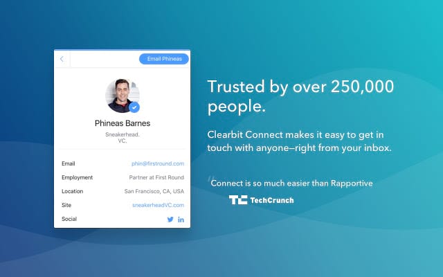 Clearbit connect Copy chrome extension