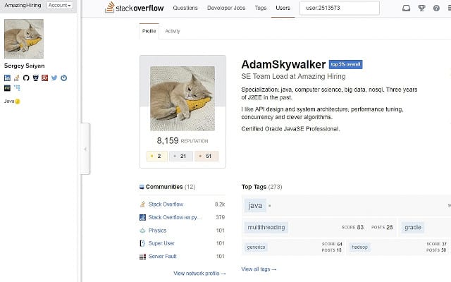 Amazing Hiring chrome extension