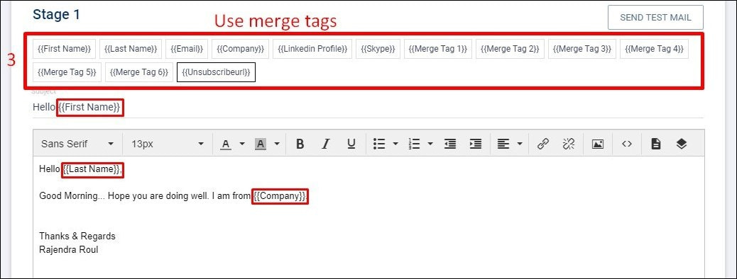 Add Merge Tags : SalesHandy