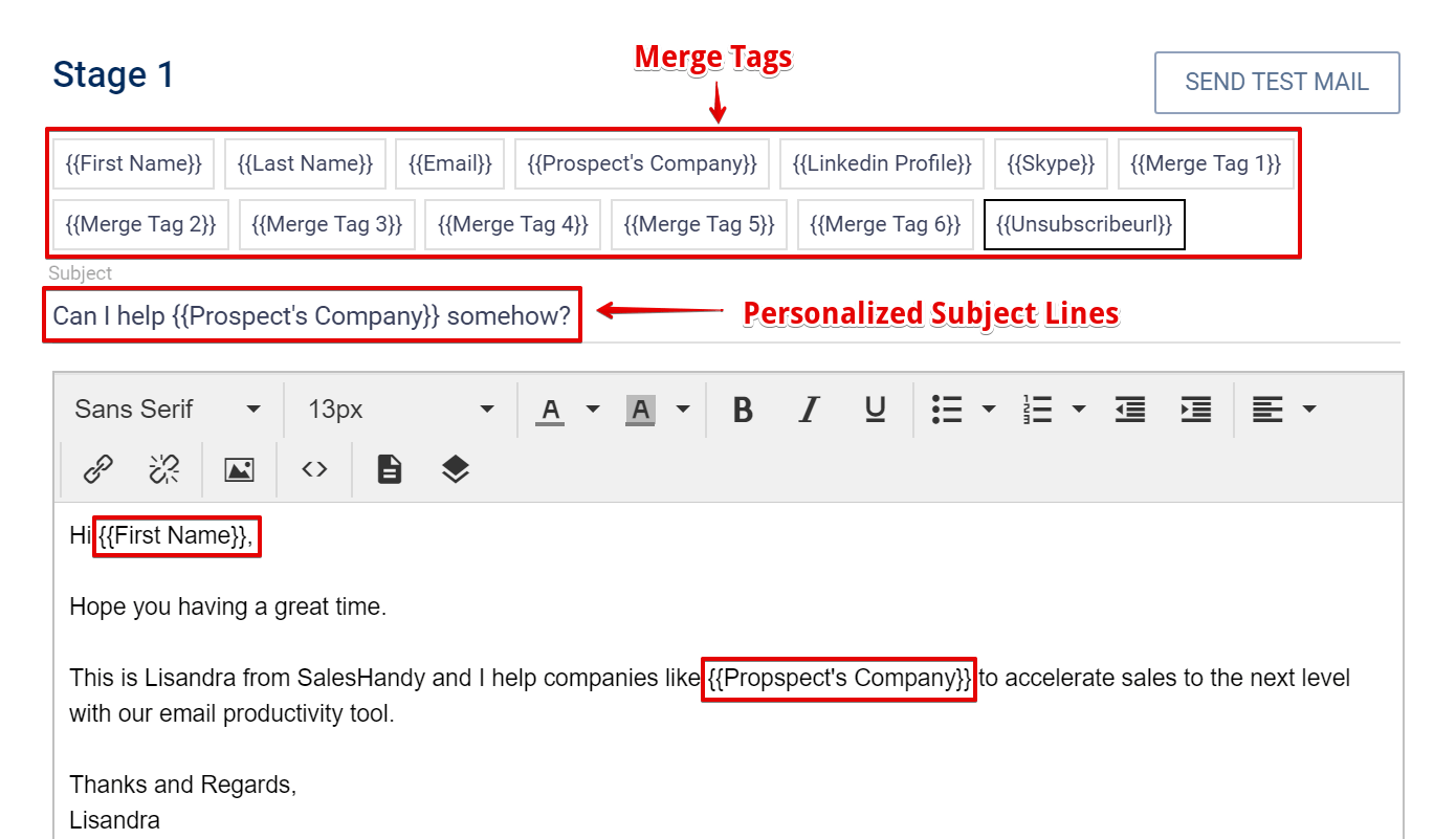 Merge Tags in SalesHandy