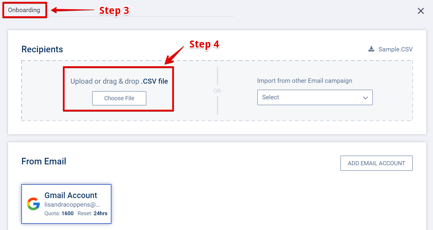 Upload CSV in SalesHandy