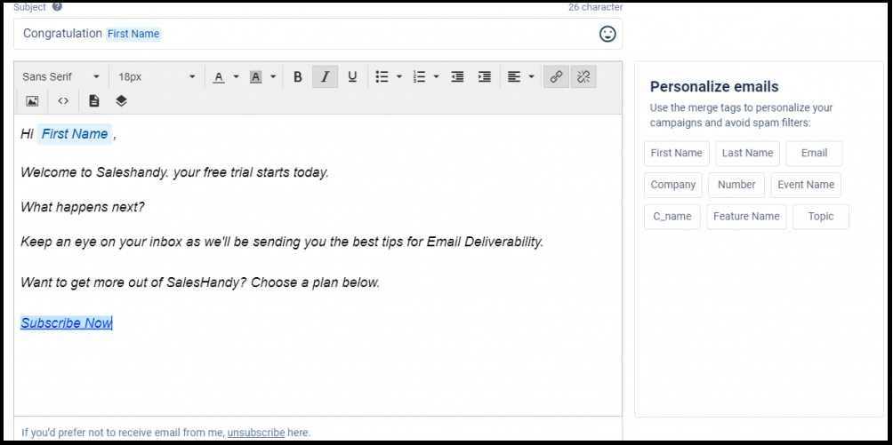 Email campaign format